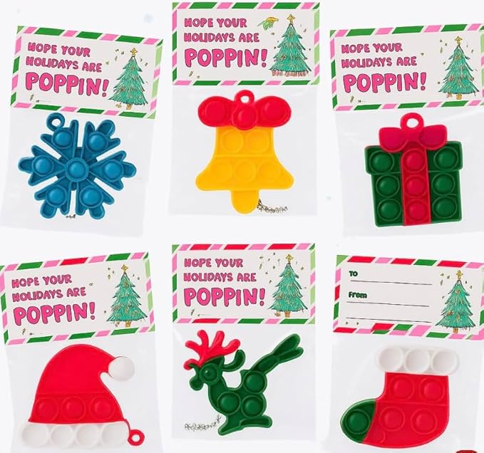 30 Pack Bulk for Students, Christmas Pop It Fidget Toys, for Kids Classroom, Prizes, Stocking Stuffers, Office Gifts, and popit Party Favors - Goody Bag Stuffers and Christmas Goodies