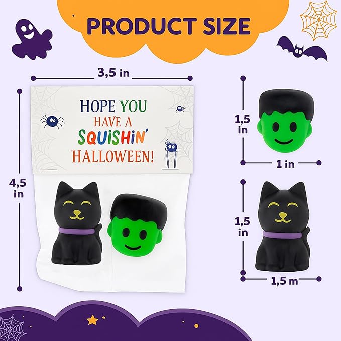 30 Pack Halloween Squishes, Halloween Party Favors, Halloween Classroom Favors, Squishy Toys, Goodie Bag Fillers, Bulk School for Kids, Halloween Treats Non Candy, Teal Pumpkin Project