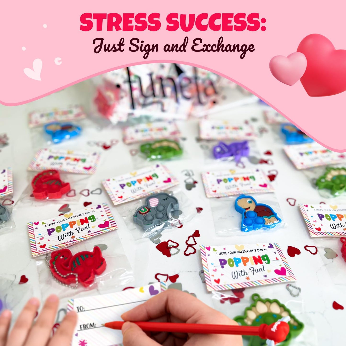 Funeta Valentine's Day Gifts for Kids - 30 Pack Animal Valentine's Pop Its Fidget Toys - Valentine's Day Cards for Kid School Classroom - Valentines for Kids Class Exchange
