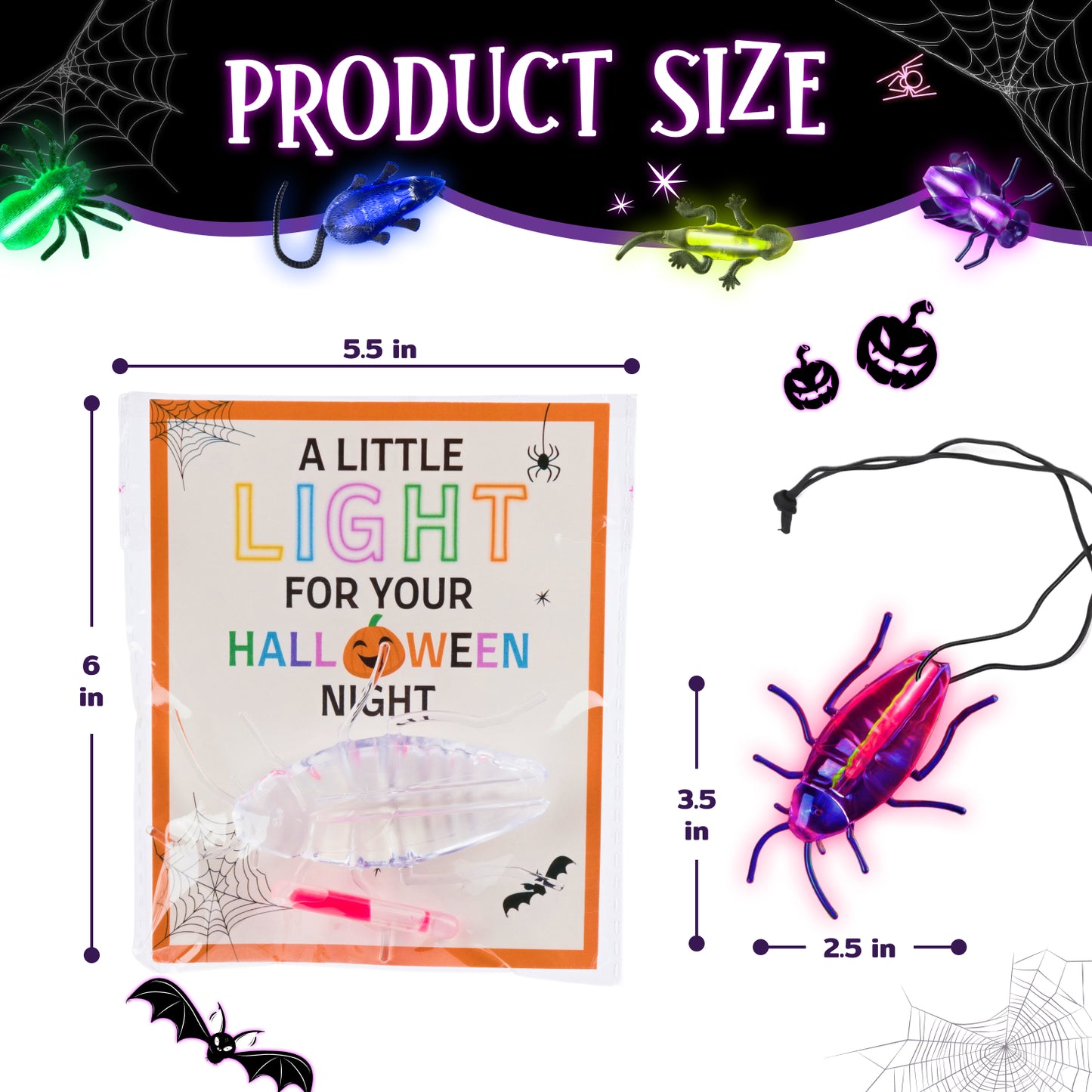 30 Packs Glow in the Dark Halloween Critters, Halloween Party Favors Bulk