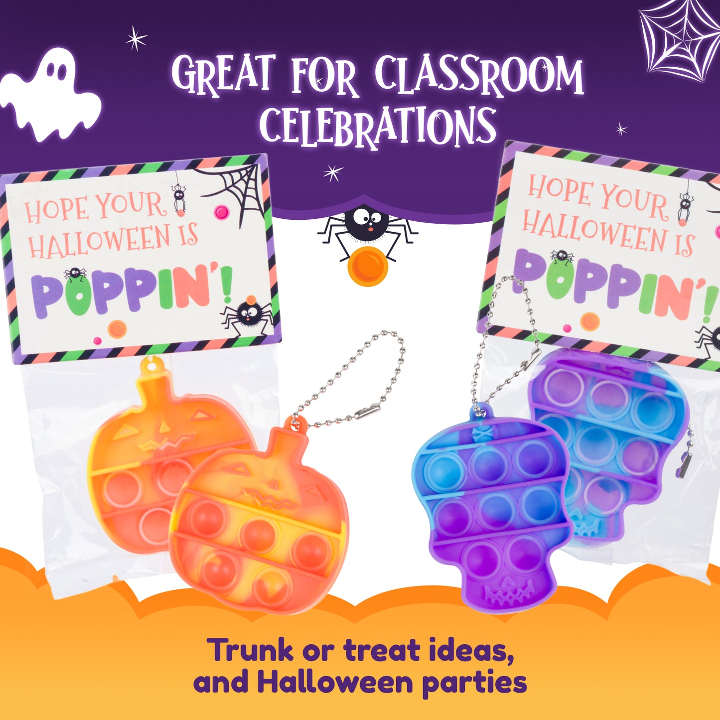 30 packs Pop it fidget Halloween Toys, School Halloween Classroom Favors