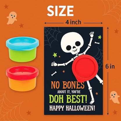 Play Dough Halloween Party Favors for Kids – 30 Pack Non-Candy Gifts with Playdough and Classroom Exchange Cards, Trick-or-Treat Toys for Toddlers, Boys, and Girls, Teal Pumpkin Approved