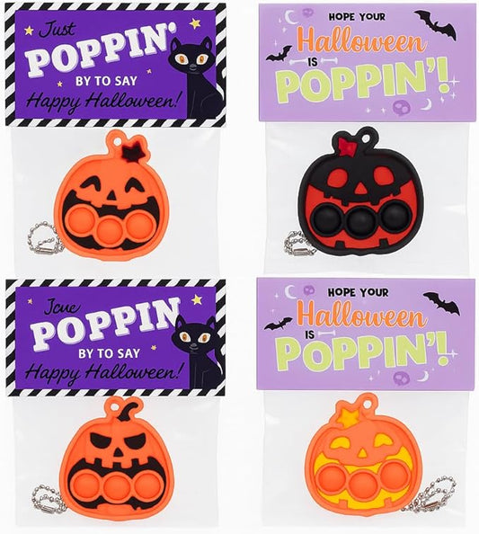 Halloween Party Favors for Kids – 30 Pack Pop It Fidget Toys Bulk, Fun Spooky Pumpkin Design, Non-Candy Teal Pumpkin Treats, Trick-or-Treater Gifts, Classroom Goodie Bag Fillers