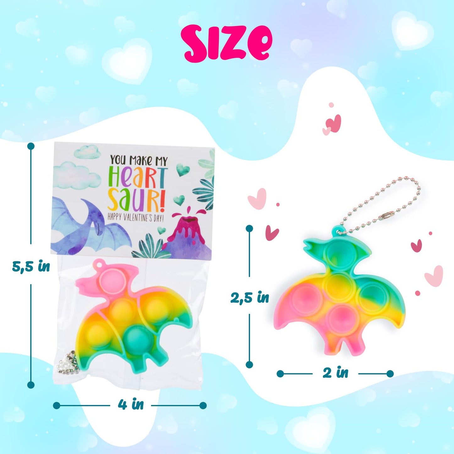 Funeta 30 Pack Valentines for kids Class - Dinosaur Valentines Pop It Toys - Valentines Day Cards for kids School Classroom Exchange -Teacher Valentines Day Gifts for Kids Party Favors