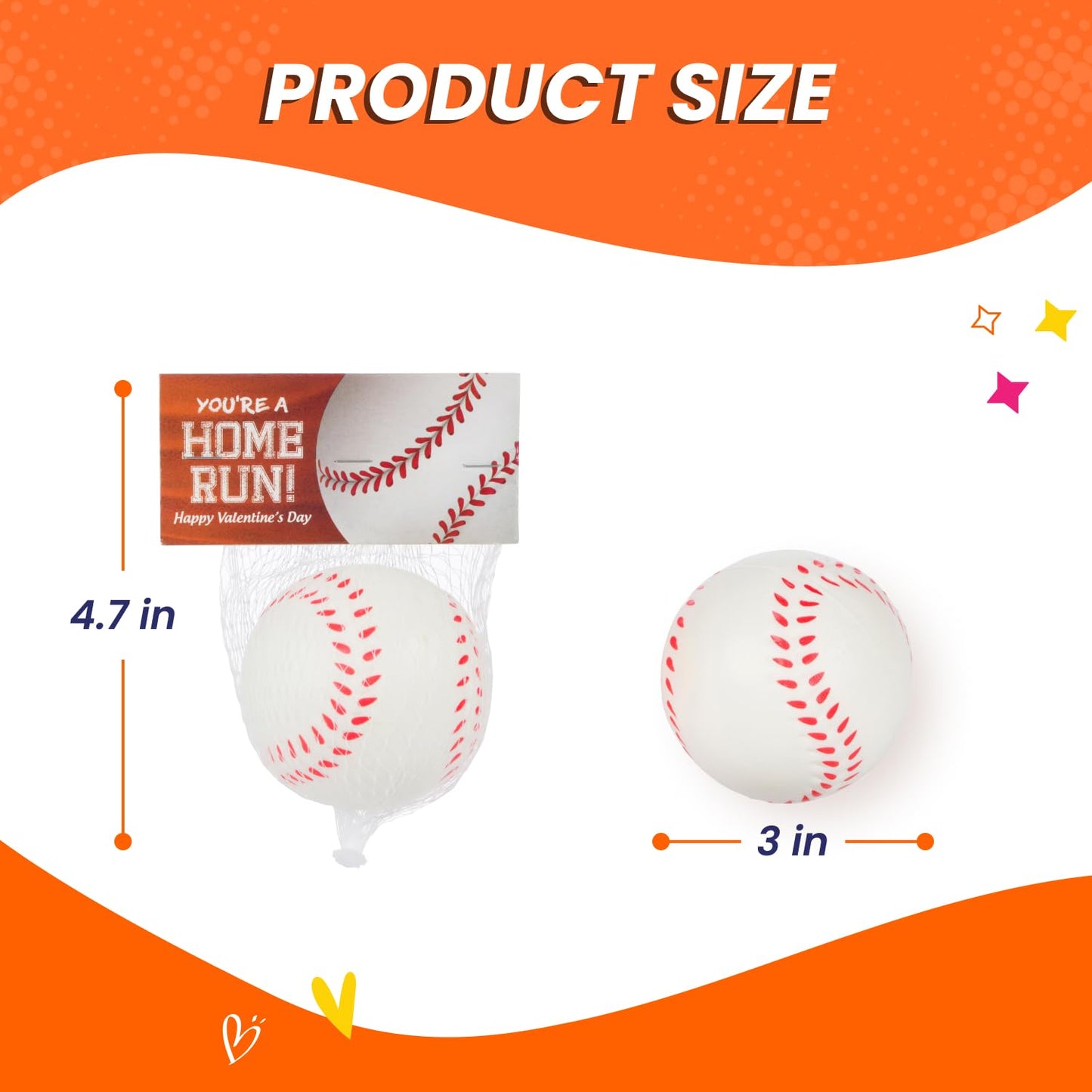 Funeta Baseball Sports Ball Valentines - Valentine's Day Cards for Kids' School Classroom - Valentine's Day Gifts for Kids Class Exchange