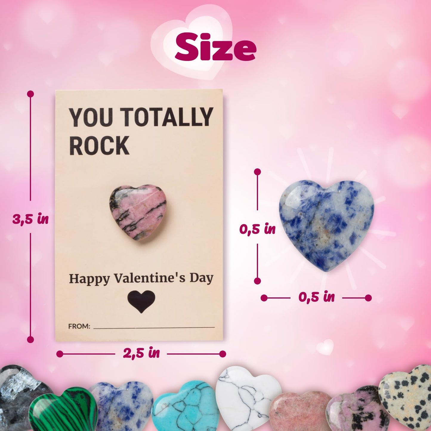Funeta Valentines Day Gifts for kids Classroom - 30 Pack Heart Shape Crystals- Valentines Day Cards for kids School Class Gift Exchange- Boys, Girls, Toddlers, Party Favors