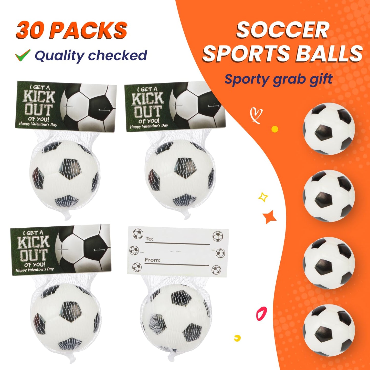 Funeta Soccer Sports Ball Valentines - Valentine's Day Cards for Kids' School Classroom - Valentine's Day Gifts for Kids Class Exchange