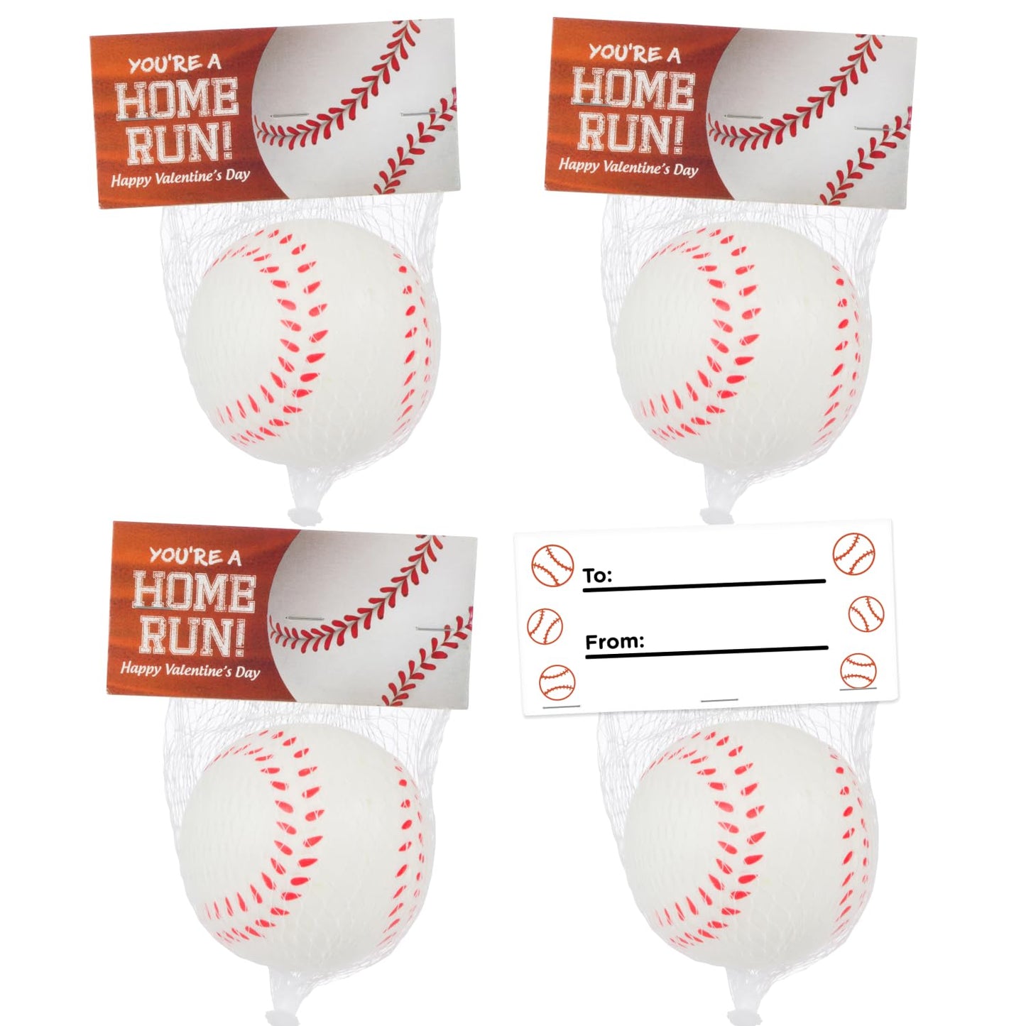 Funeta Baseball Sports Ball Valentines - Valentine's Day Cards for Kids' School Classroom - Valentine's Day Gifts for Kids Class Exchange