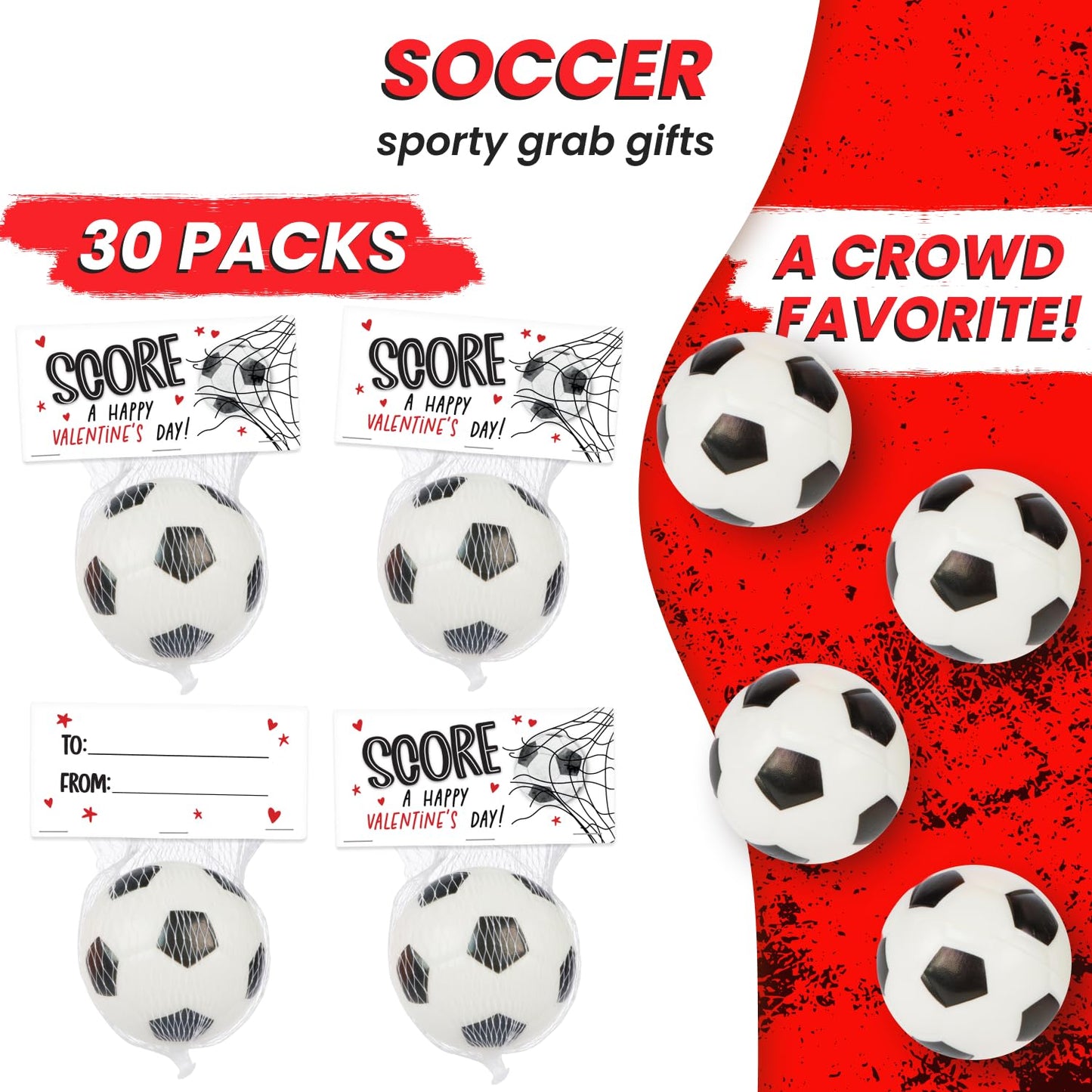 Funeta Soccer Sports Balls - Valentine's Day Cards for Kids School Classroom - Valentine's Day Gifts for Kids Class Exchange