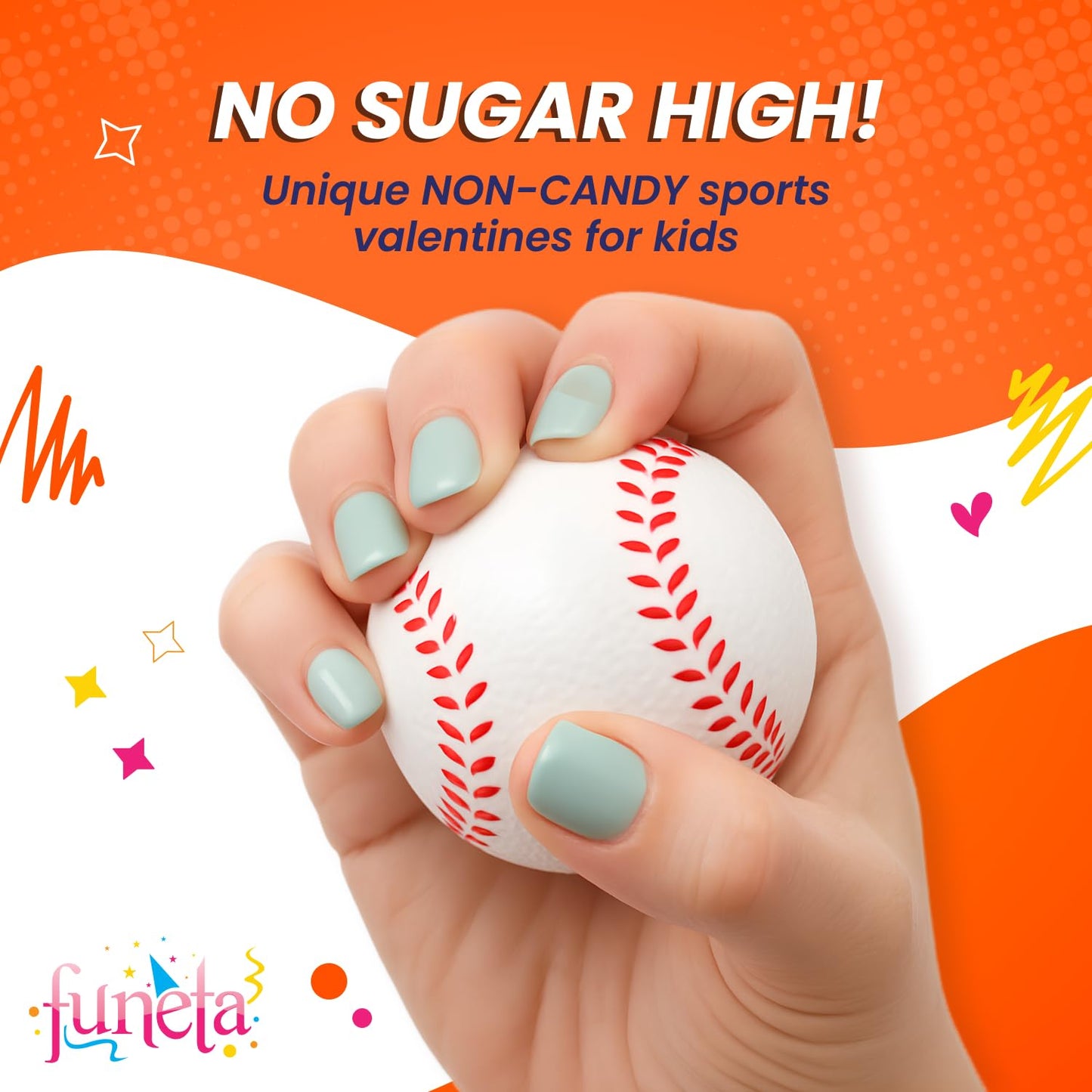 Funeta Baseball Sports Ball Valentines - Valentine's Day Cards for Kids' School Classroom - Valentine's Day Gifts for Kids Class Exchange