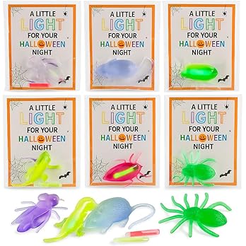 30 Packs Glow in the Dark Critters, Halloween Party Favors Bulk ,Goodie Bag Fillers, Halloween Gifts for Kids, Treats Non Candy, Halloween Classroom Favors, Teal Pumpkin Project