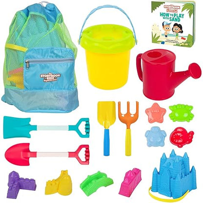 Beach Toys for Kids and Toddlers Ages 3-10 – Durable Sandbox Toy Set, Stronger Mesh Bag, Variety of Sand Toys– Unique Castle Molds, Buckets, Shovels, Better Watering Can