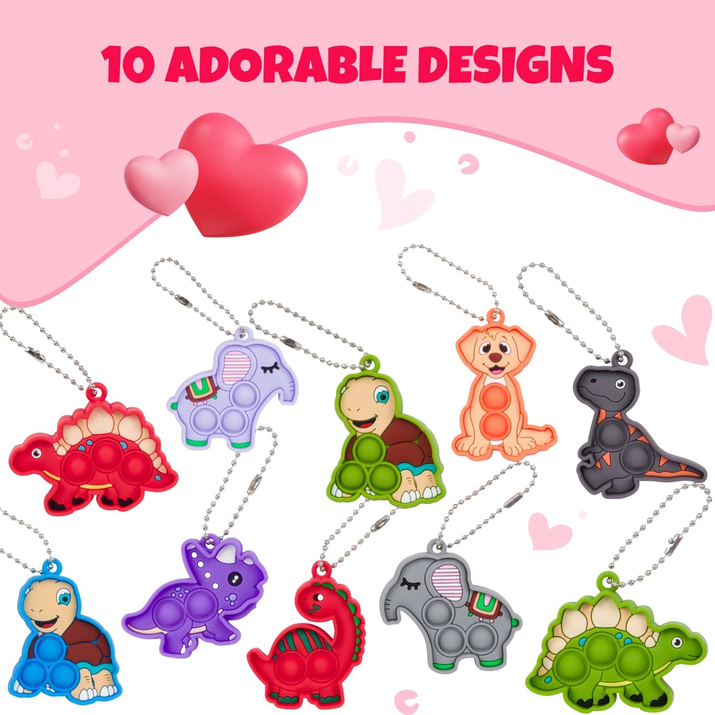 Funeta Valentine's Day Gifts for Kids - 30 Pack Animal Valentine's Pop Its Fidget Toys - Valentine's Day Cards for Kid School Classroom - Valentines for Kids Class Exchange