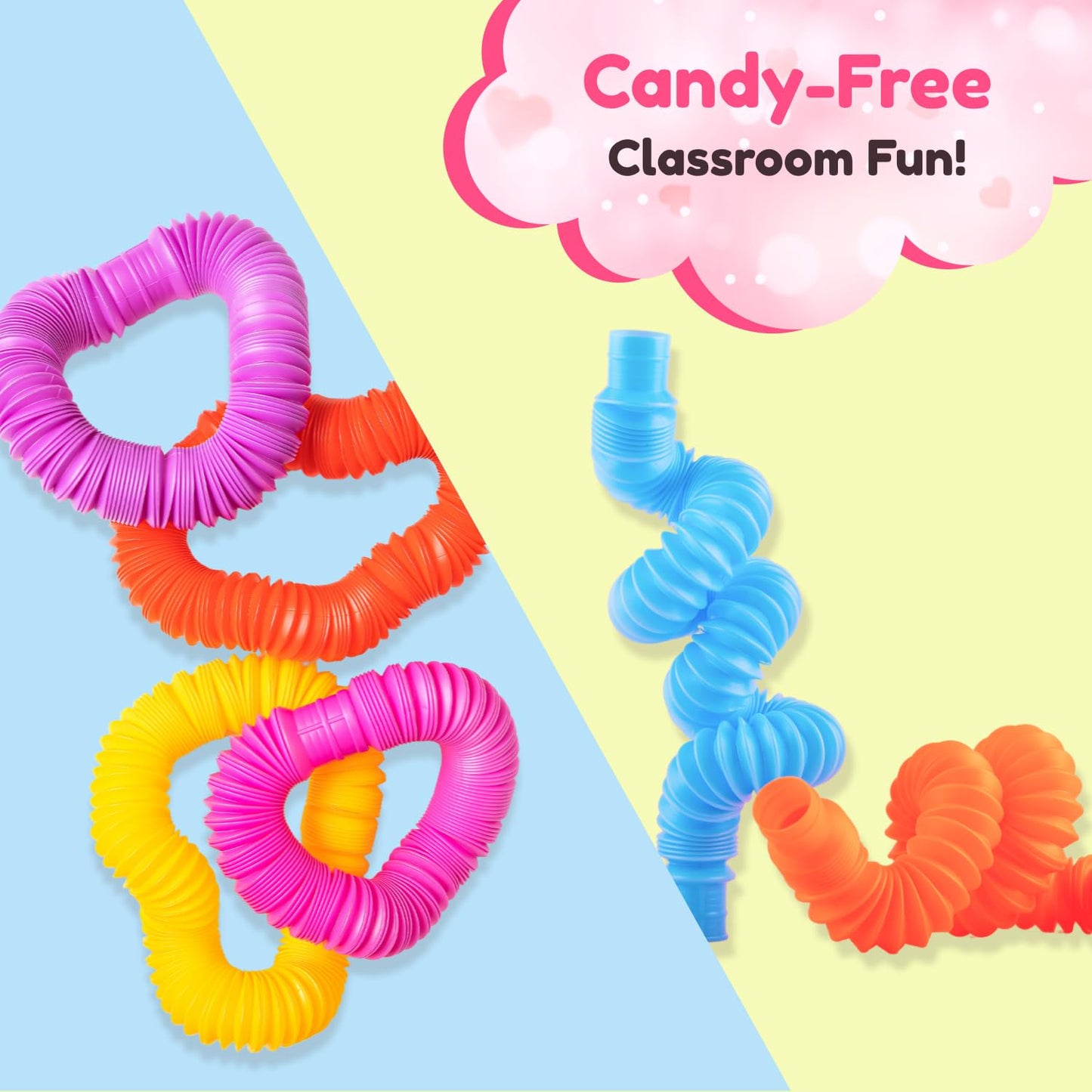 Funeta 30 Pack Fidget Pop Tubes, Valentine’s Day Cards for School, Valentines for Kids Class, Toddler V Day Gifts for Kids Classroom Exchange