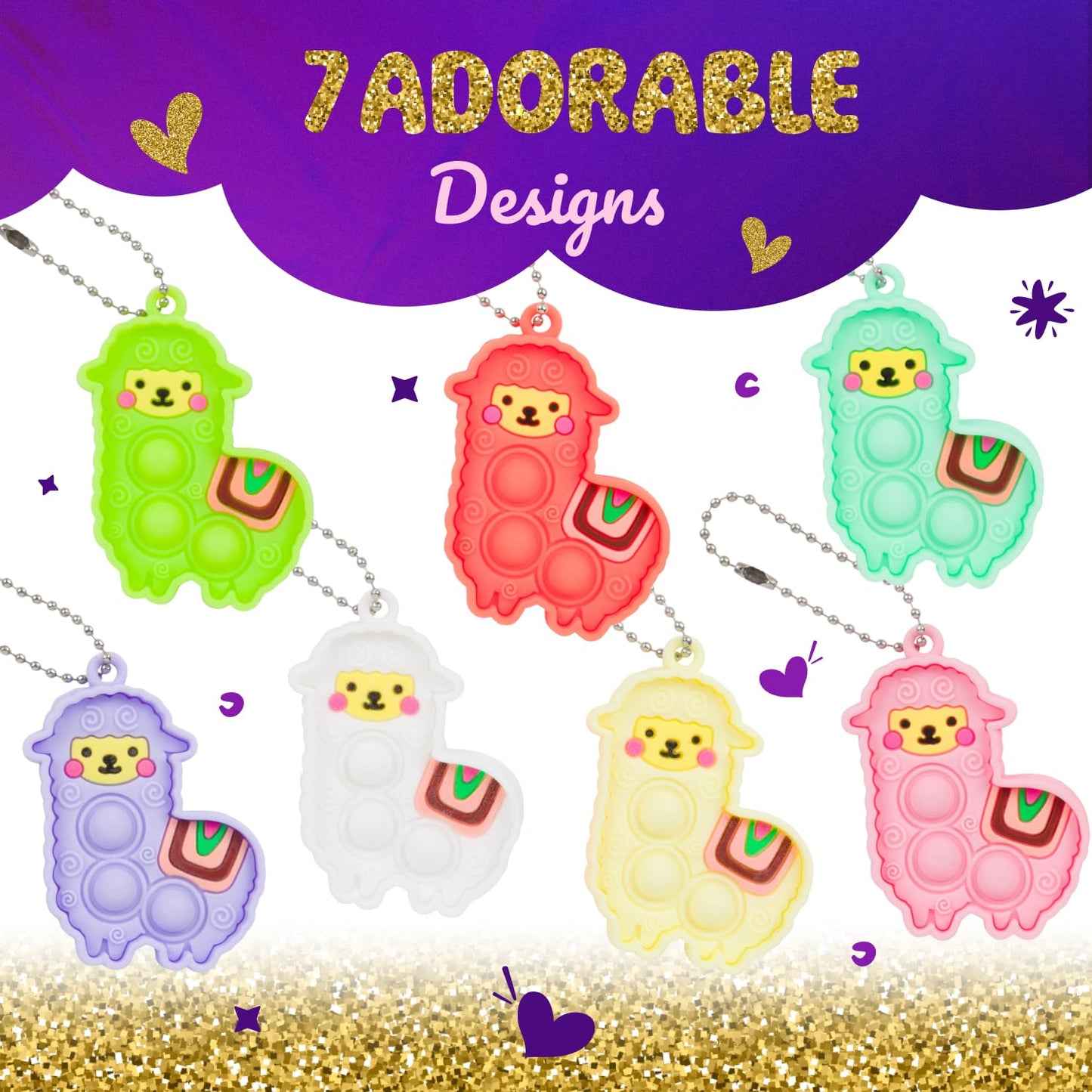 Funeta Valentines Day Gifts for Kids, 30 Pack with Llama Pop It Toys, Valentines Day Cards for kids School Classroom Exchange, Party Favor Toys