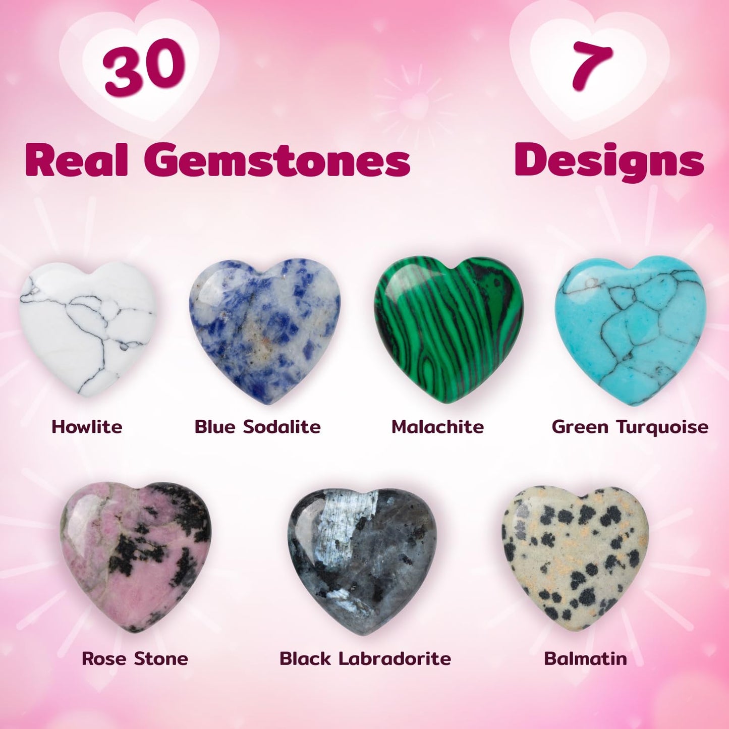 Funeta Valentines Day Gifts for kids Classroom - 30 Pack Heart Shape Crystals- Valentines Day Cards for kids School Class Gift Exchange- Boys, Girls, Toddlers, Party Favors