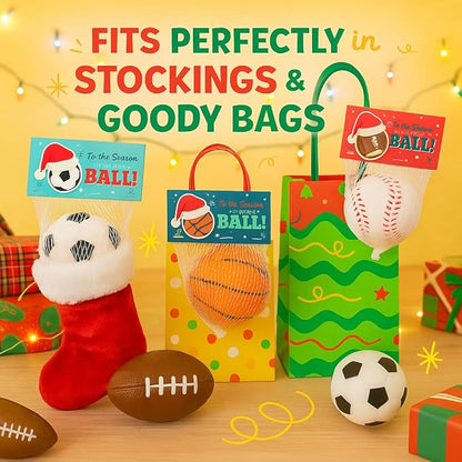 Christmas Sports Stress Ball Party Favors, Bulk Pack for Students, Holiday Goody Bag Stuffers, Office Gift Exchange