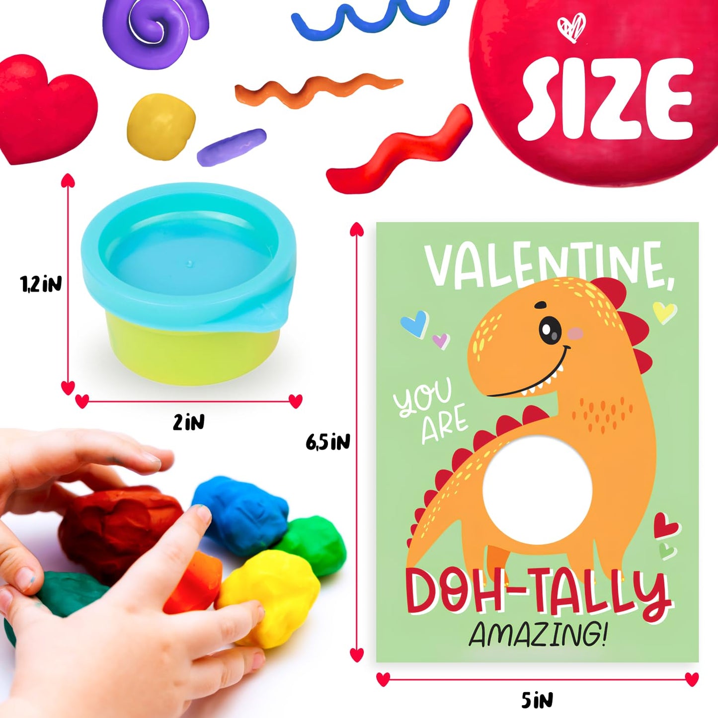 Funeta Valentines Day Gifts for Kids -30 Pack Valentines Cards with Playdough for Toddlers Girls Boys Classroom Exchange, Valentines Playdoh Party Favors for Kids School