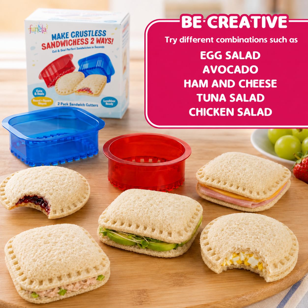 Crustless Sandwich Cutter & Sealer Set – Round & Square