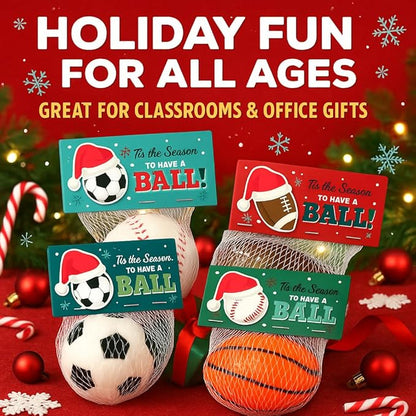 Christmas Sports Stress Ball Party Favors, Bulk Pack for Students, Holiday Goody Bag Stuffers, Office Gift Exchange