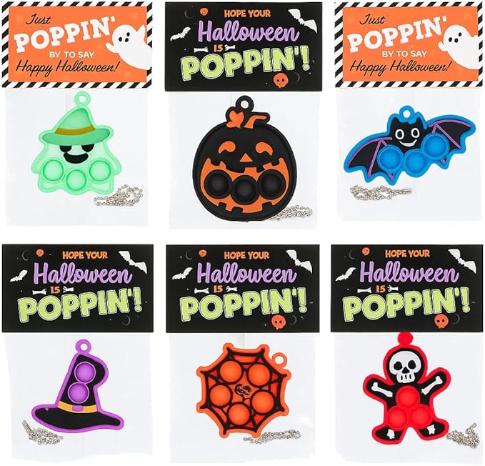 Halloween Party Favors for Kids – 30 Pack Pop It Fidget Toys Bulk, Fun Spooky Designs, Non-Candy Teal Pumpkin Treats, Trick-or-Treat Handouts, Classroom Goodie Bag Fillers