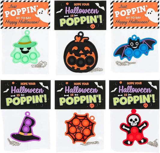 Halloween Party Favors for Kids – 30 Pack Pop It Fidget Toys Bulk, Fun Spooky Designs, Non-Candy Teal Pumpkin Treats, Trick-or-Treat Handouts, Classroom Goodie Bag Fillers