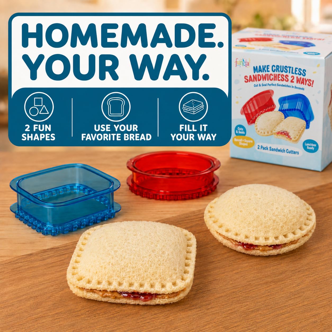 Crustless Sandwich Cutter & Sealer Set – Round & Square