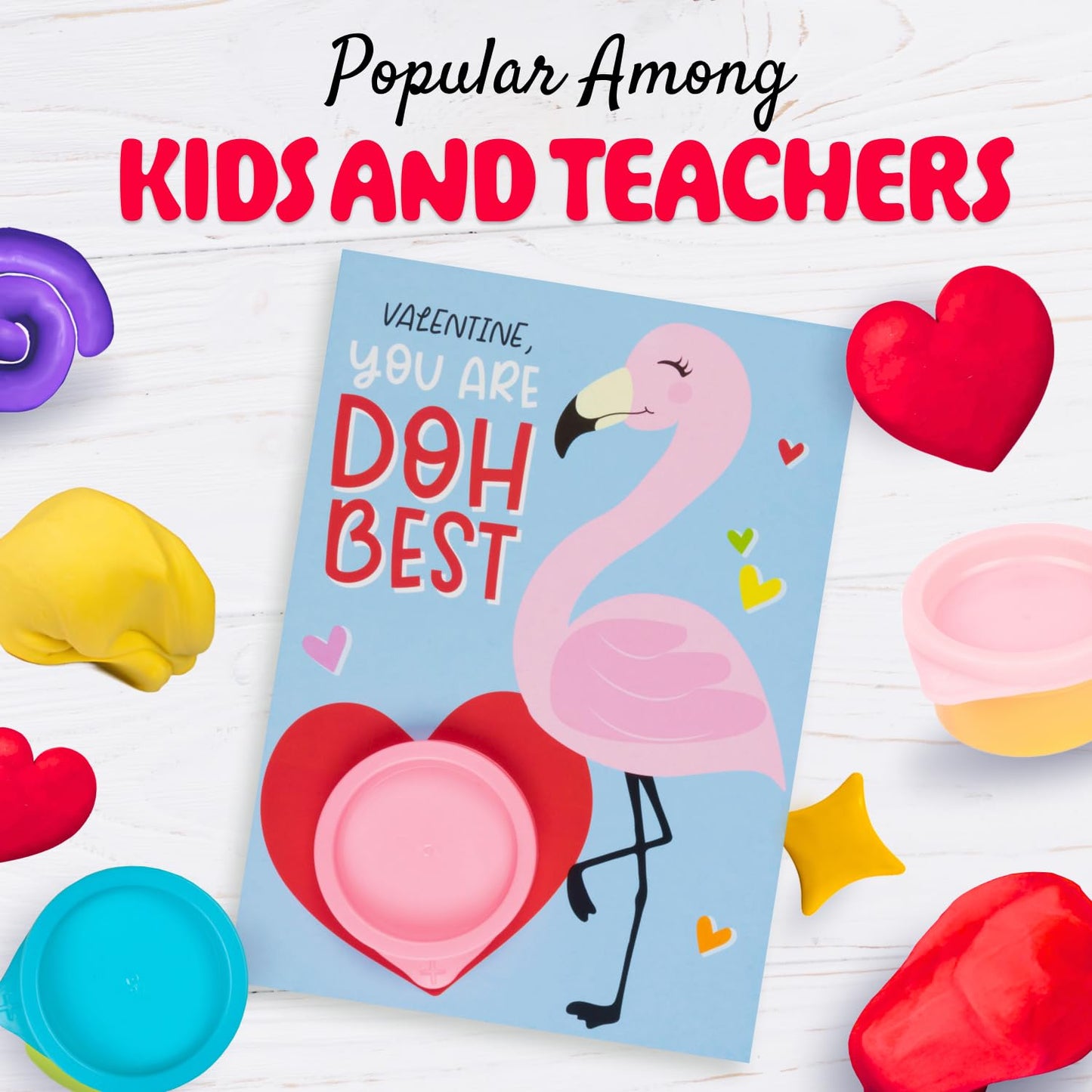 Funeta Valentines Day Gifts for Kids -30 Pack Valentines Cards with Playdough for Toddlers Girls Boys Classroom Exchange, Valentines Playdoh Party Favors for Kids School