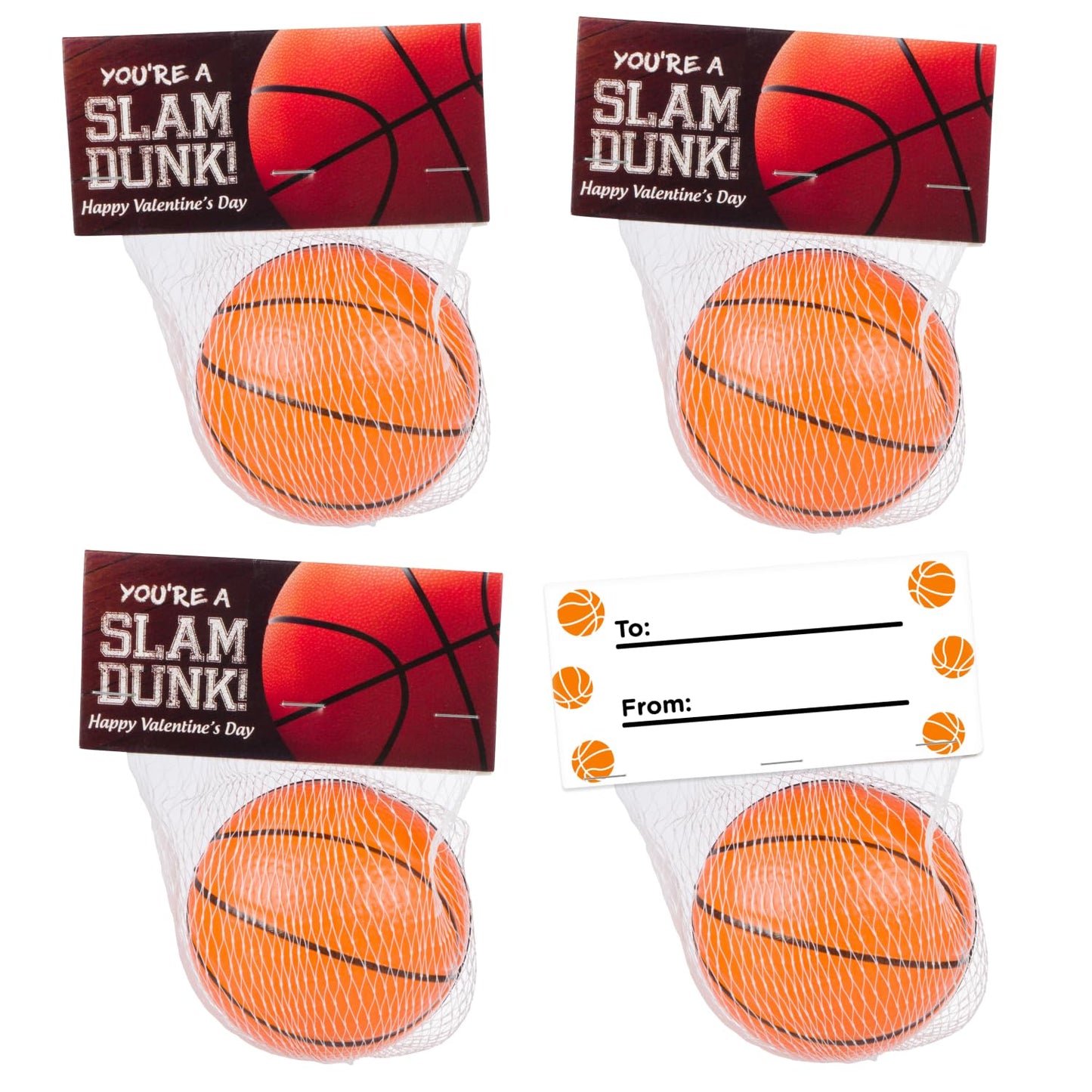 Funeta Basketball Sports Stress Ball Valentines - Valentine's Day Cards for Kids' School Classroom - Valentine's Day Gifts for Kids Class Exchange