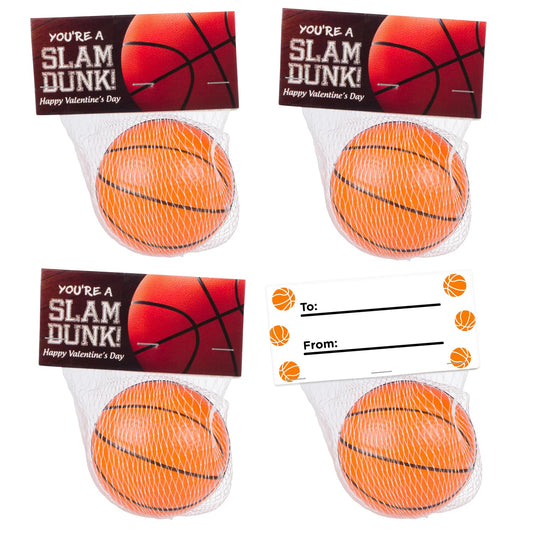 Funeta Basketball Sports Stress Ball Valentines - Valentine's Day Cards for Kids' School Classroom - Valentine's Day Gifts for Kids Class Exchange