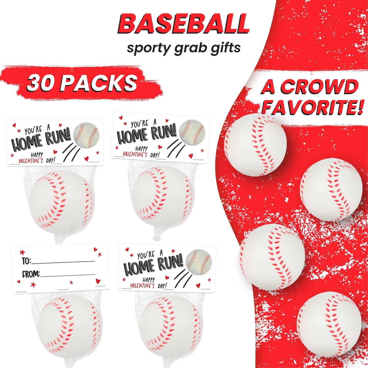 Funeta Baseball Sports Balls - Valentine's Day Cards for Kids School Classroom - Valentine's Day Gifts for Kids Class Exchange