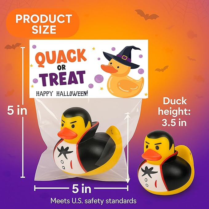 Halloween Party Favors for Kids – 30 Pack Rubber Ducks for Trick-or-Treaters, Non Candy Toys for Halloween Classroom Gifts & Goodie Bags, Teal Pumpkin Approved – Jeep Duckies