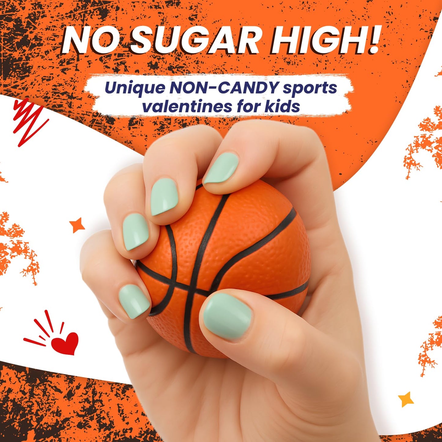 Funeta 30 Sports Basketball Stress Balls - Valentine's Day Cards for Kids School Classroom - Valentine's Day Gifts for Kids Class Exchange
