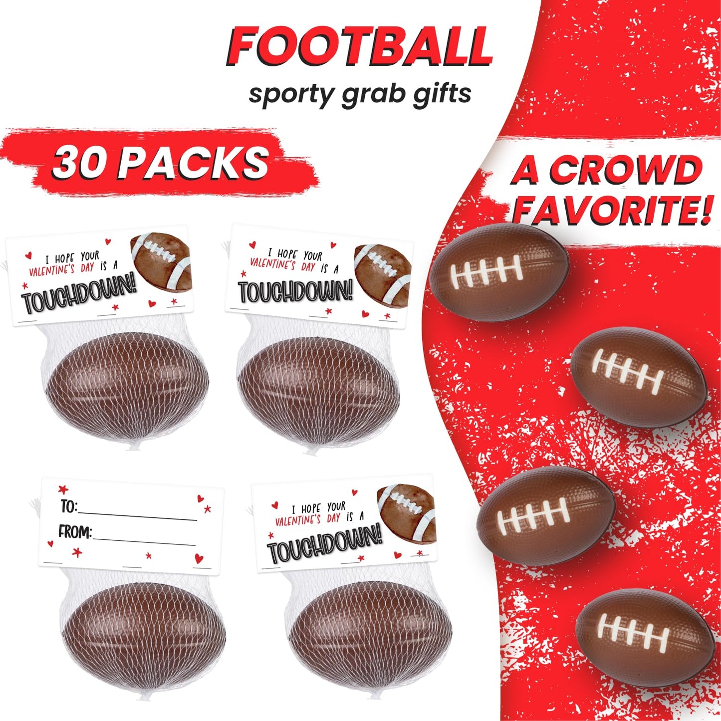 Funeta Football Valentines Sports Balls - Valentine's Day Cards for Kids School Classroom - Valentine's Day Gifts for Kids Class Exchange