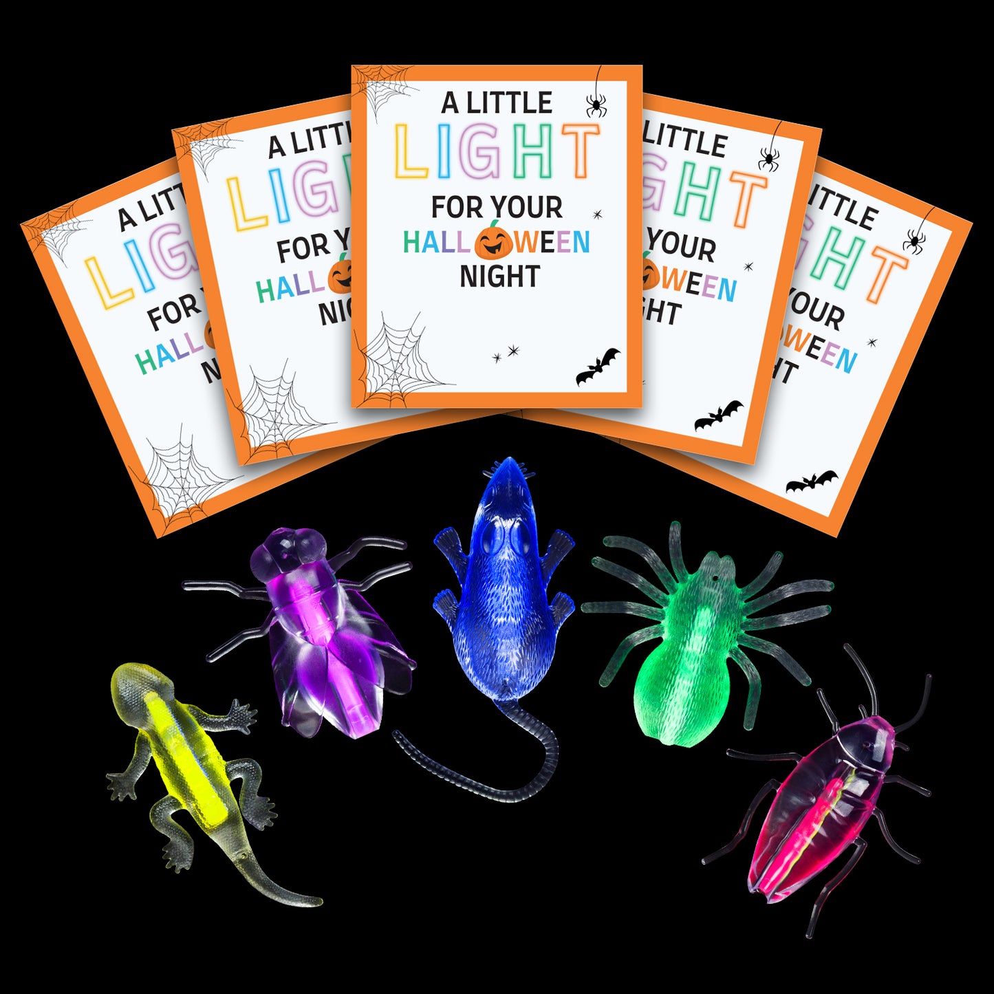 30 Packs Glow in the Dark Halloween Critters, Halloween Party Favors Bulk