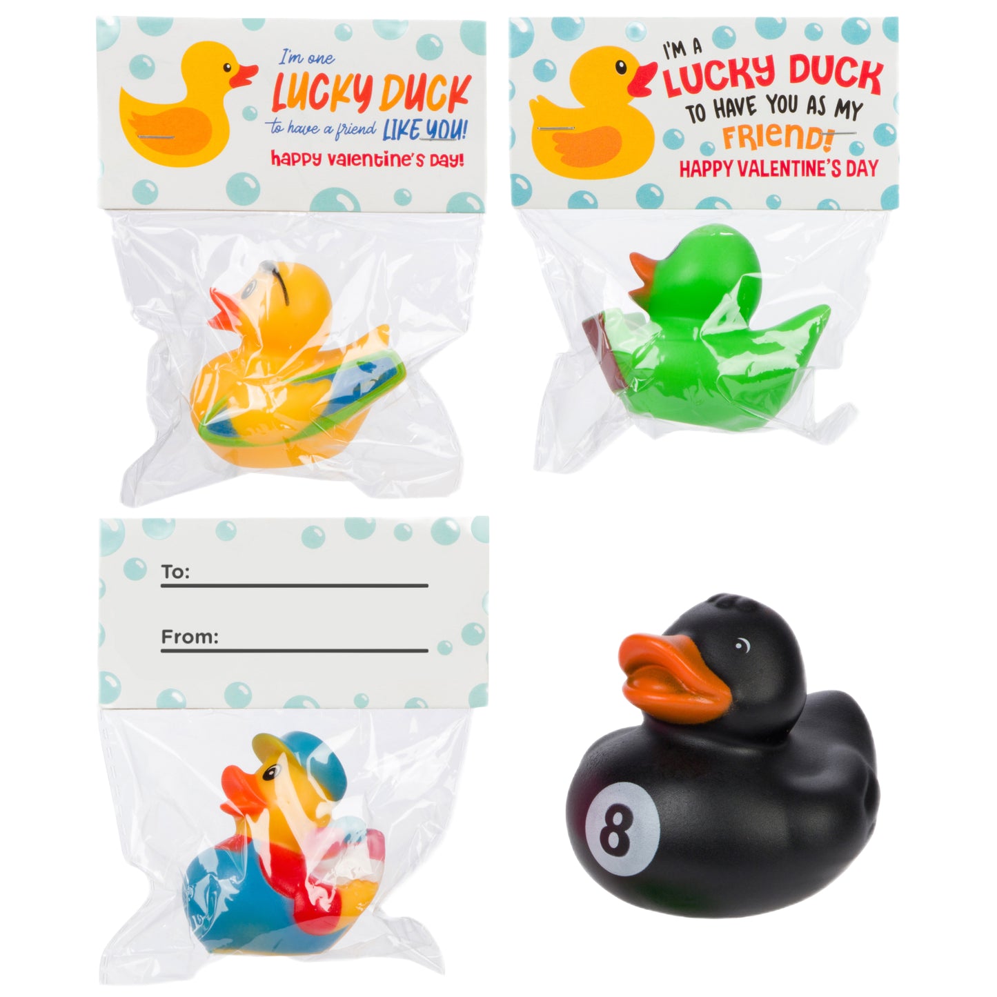 30 Exchange-Ready rubber ducks and Valentine's Day Cards for Kids' School Classroom