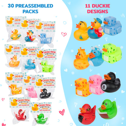 30 Exchange-Ready rubber ducks and Valentine's Day Cards for Kids' School Classroom