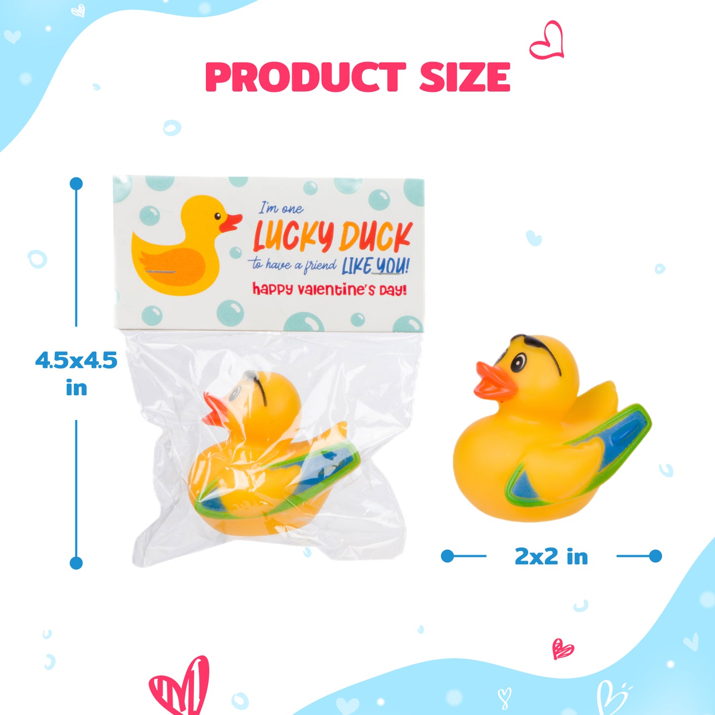 30 Exchange-Ready rubber ducks and Valentine's Day Cards for Kids' School Classroom