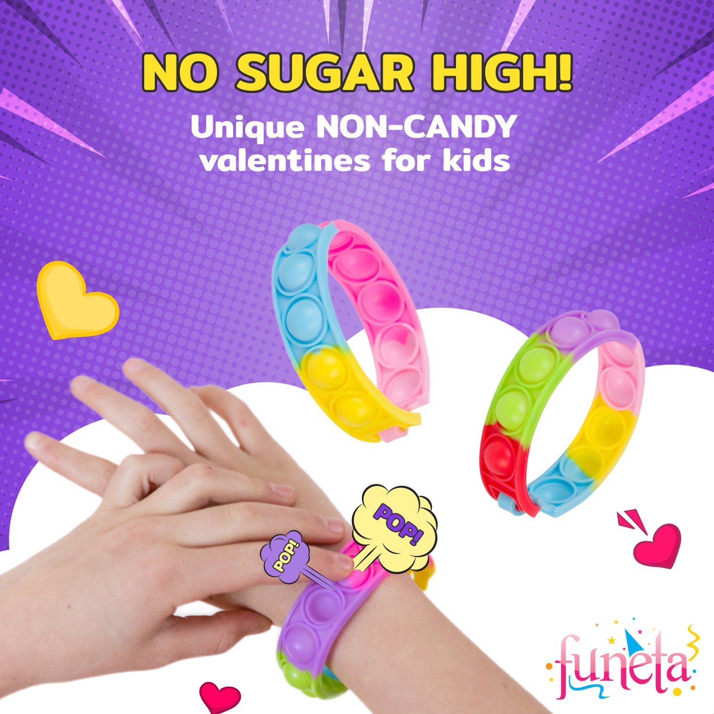 Funeta 30 Pop it Friendship Bracelets - kids Valentine's Day Cards for Kids' School Classroom