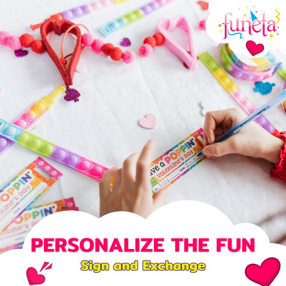 Funeta 30 Pop it Friendship Bracelets - kids Valentine's Day Cards for Kids' School Classroom