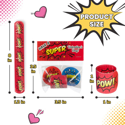 30 Superhero Valentines Slap Bracelets for Kids - Valentine's Day Cards for Kids' School Classroom